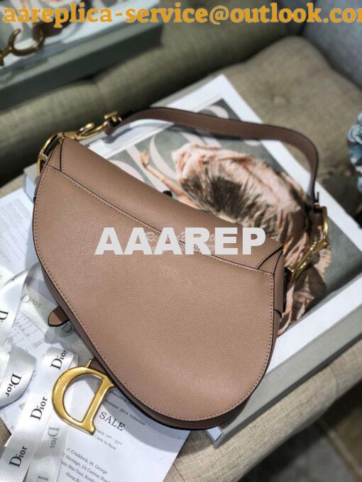 Replica Dior Saddle Bag in Grained Calfskin Nude Pink 9