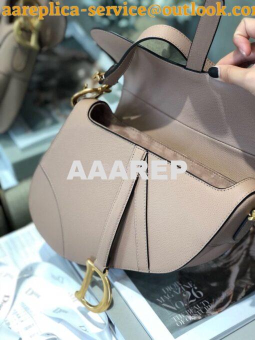 Replica Dior Saddle Bag in Grained Calfskin Nude Pink 10