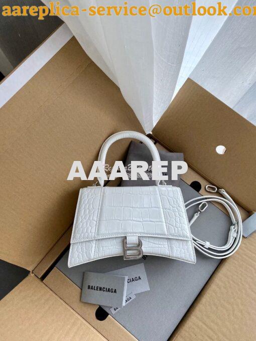 Replica Balenciaga Hourglass Top Handle Bag In Shiny Crocodile Embosse 7