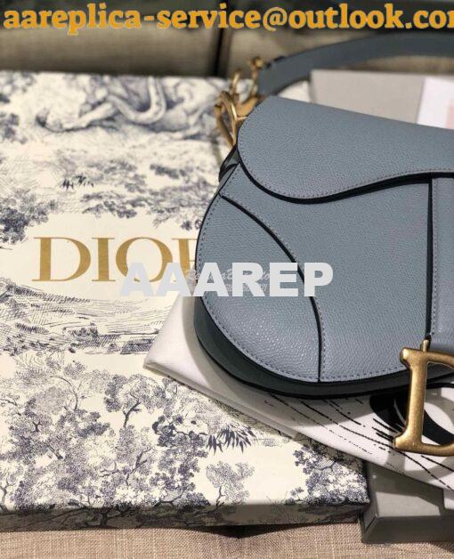 Replica Dior Saddle Bag in Grained Calfskin Baby Blue 8