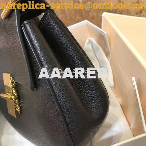 Replica Chloe Drew Shoulder Bag in Grained Lambskin Black 7