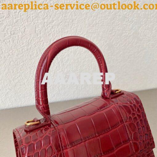 Replica Balenciaga Hourglass Top Handle Bag In Shiny Crocodile Embosse 4