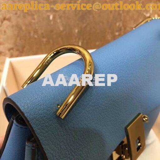 Replica Chloe Drew Shoulder Bag in Grained Lambskin Light Blue 4