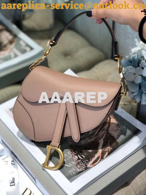 Replica Dior Saddle Bag in Grained Calfskin Nude Pink 13