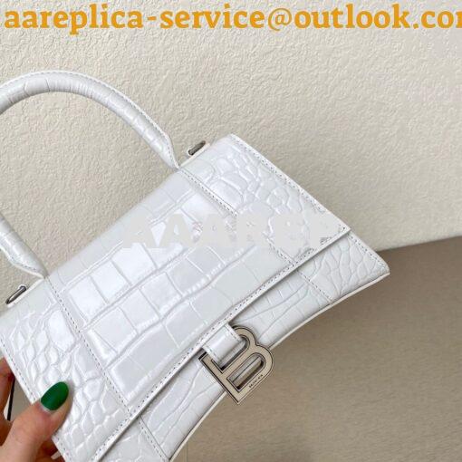 Replica Balenciaga Hourglass Top Handle Bag In Shiny Crocodile Embosse 9