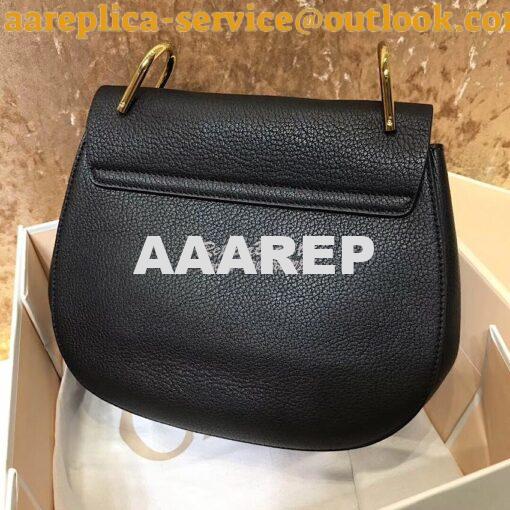 Replica Chloe Drew Shoulder Bag in Grained Lambskin Black 9