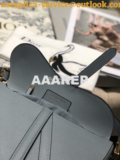 Replica Dior Saddle Bag in Grained Calfskin Baby Blue 11