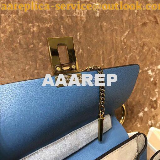 Replica Chloe Drew Shoulder Bag in Grained Lambskin Light Blue 6