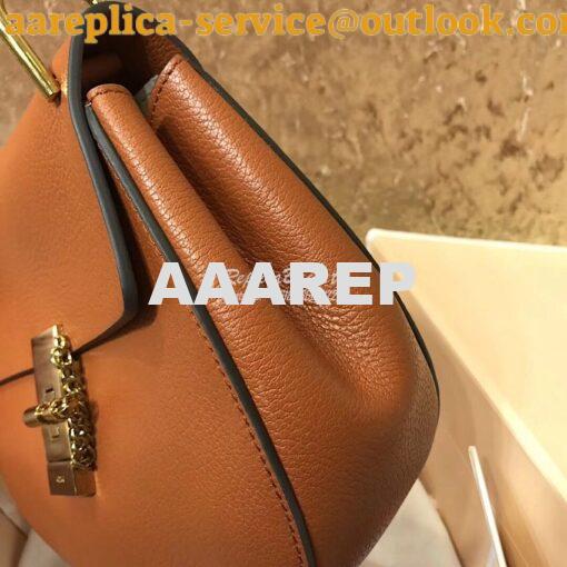 Replica Chloe Drew Shoulder Bag in Grained Lambskin Tobacco 2