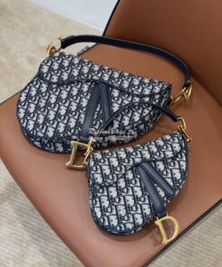 Replica Dior Saddle Bag in Oblique Jacquard Canvas Blue