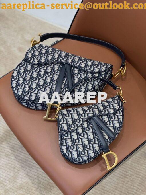 Replica Dior Saddle Bag in Oblique Jacquard Canvas Blue