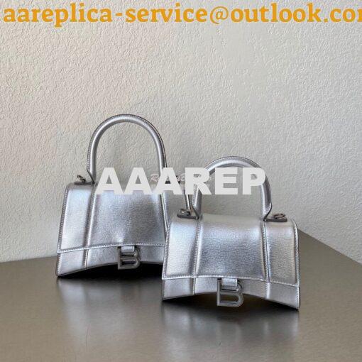 Replica Balenciaga Hourglass Top Handle Bag In Silver Varnished Metall