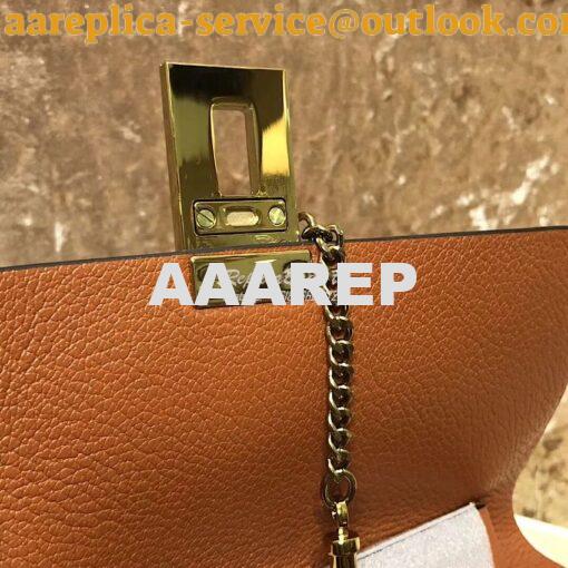 Replica Chloe Drew Shoulder Bag in Grained Lambskin Tobacco 5