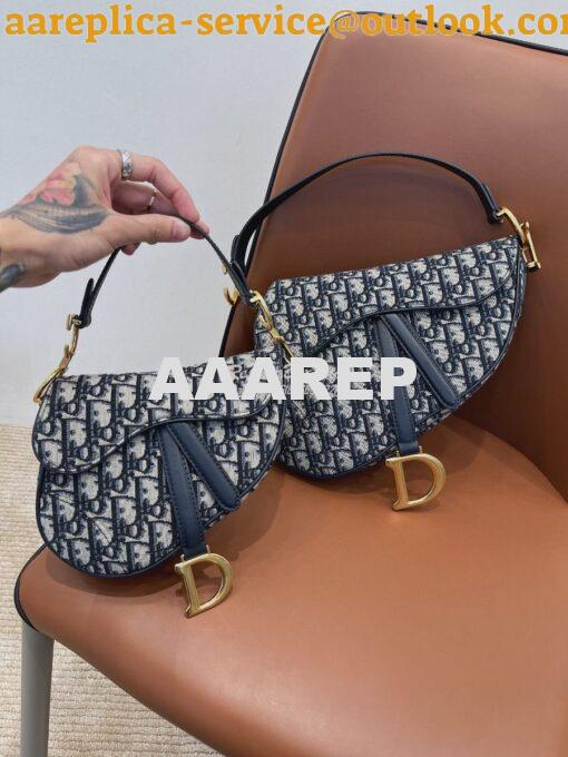 Replica Dior Saddle Bag in Oblique Jacquard Canvas Blue 2