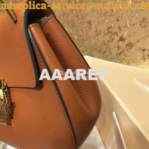 Replica Chloe Drew Shoulder Bag in Grained Lambskin Tobacco 7