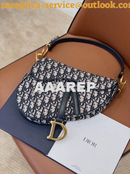 Replica Dior Saddle Bag in Oblique Jacquard Canvas Blue 4