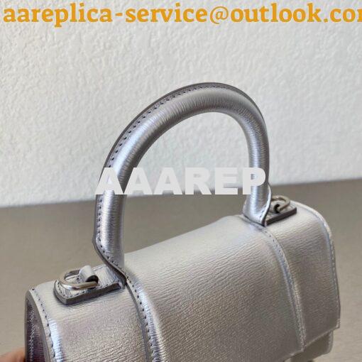 Replica Balenciaga Hourglass Top Handle Bag In Silver Varnished Metall 4