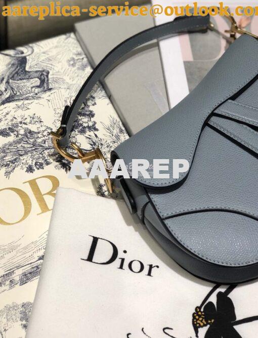 Replica Dior Saddle Bag in Grained Calfskin Baby Blue 17