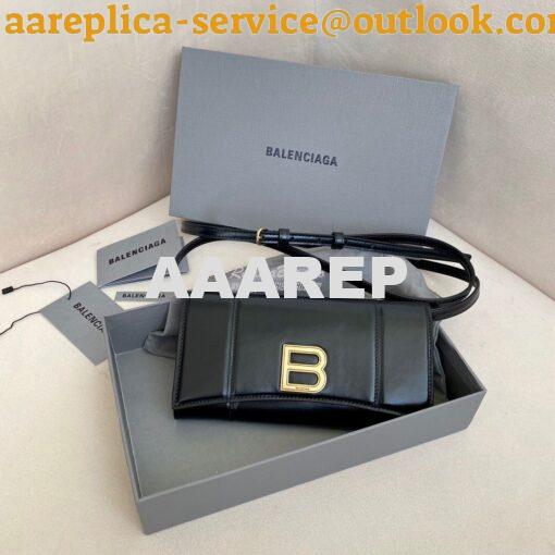 Replica Balenciaga Hourglass Continental Wallet On Strap 6001881 Black