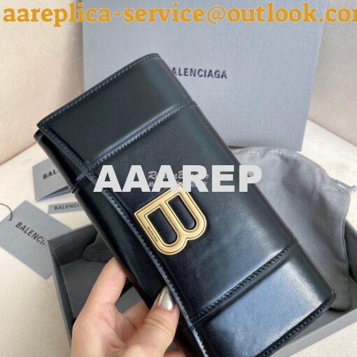 Replica Balenciaga Hourglass Continental Wallet On Strap 6001881 Black 2