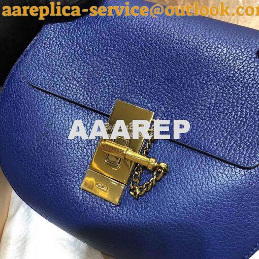 Replica Chloe Drew Shoulder Bag in Grained Lambskin Blue 2