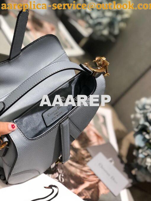 Replica Dior Saddle Bag in Grained Calfskin Baby Blue 19