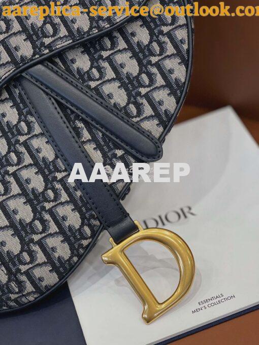 Replica Dior Saddle Bag in Oblique Jacquard Canvas Blue 8