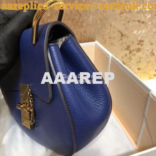 Replica Chloe Drew Shoulder Bag in Grained Lambskin Blue 3