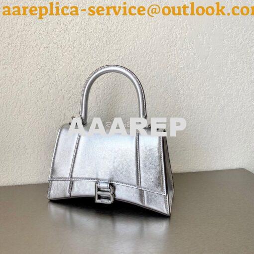 Replica Balenciaga Hourglass Top Handle Bag In Silver Varnished Metall 9