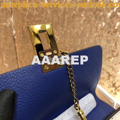 Replica Chloe Drew Shoulder Bag in Grained Lambskin Blue 4