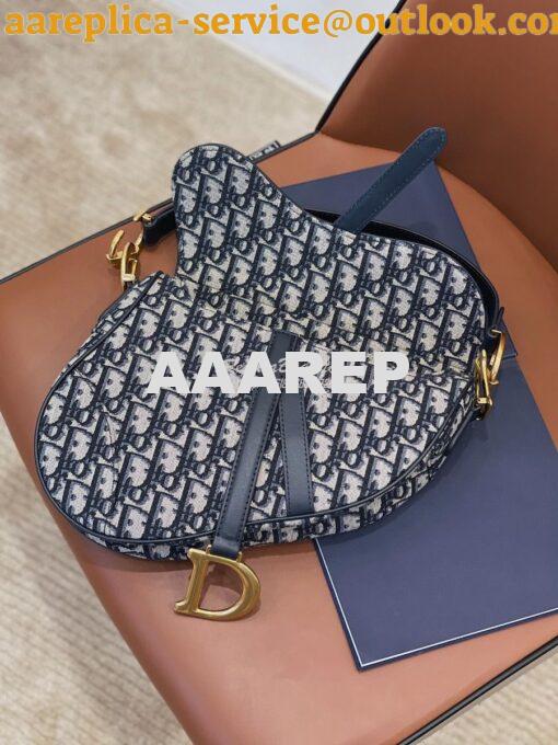 Replica Dior Saddle Bag in Oblique Jacquard Canvas Blue 10