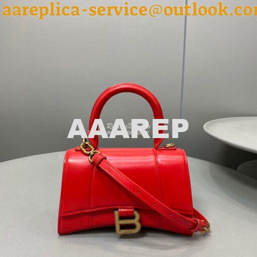 Replica Balenciaga Hourglass Top Handle Bag In Red Shiny Box Calfskin