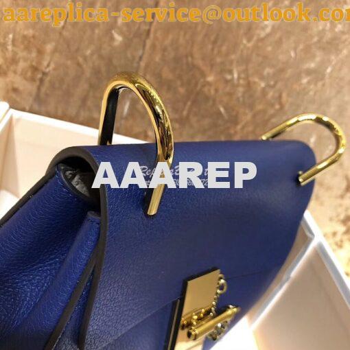 Replica Chloe Drew Shoulder Bag in Grained Lambskin Blue 5