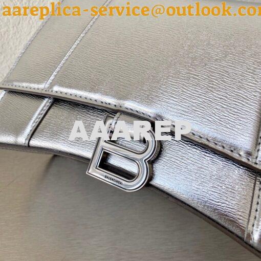 Replica Balenciaga Hourglass Top Handle Bag In Silver Varnished Metall 10