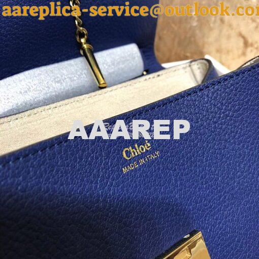 Replica Chloe Drew Shoulder Bag in Grained Lambskin Blue 6