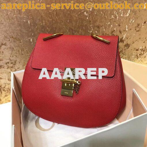 Replica Chloe Drew Shoulder Bag in Grained Lambskin Red