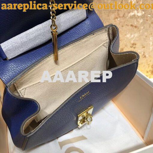 Replica Chloe Drew Shoulder Bag in Grained Lambskin Blue 7