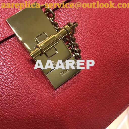 Replica Chloe Drew Shoulder Bag in Grained Lambskin Red 2