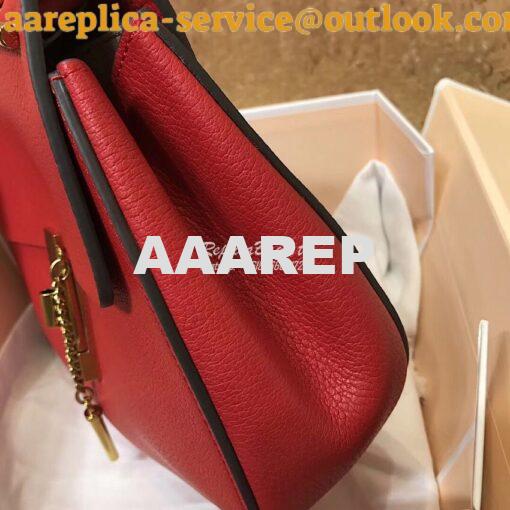 Replica Chloe Drew Shoulder Bag in Grained Lambskin Red 3