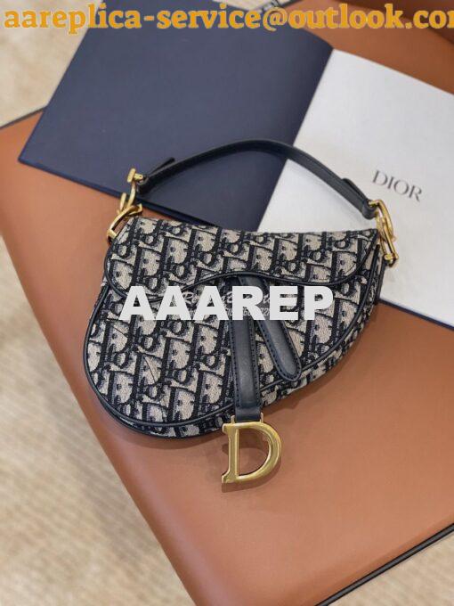 Replica Dior Saddle Bag in Oblique Jacquard Canvas Blue 14