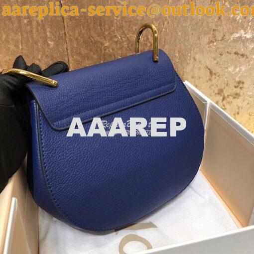 Replica Chloe Drew Shoulder Bag in Grained Lambskin Blue 9