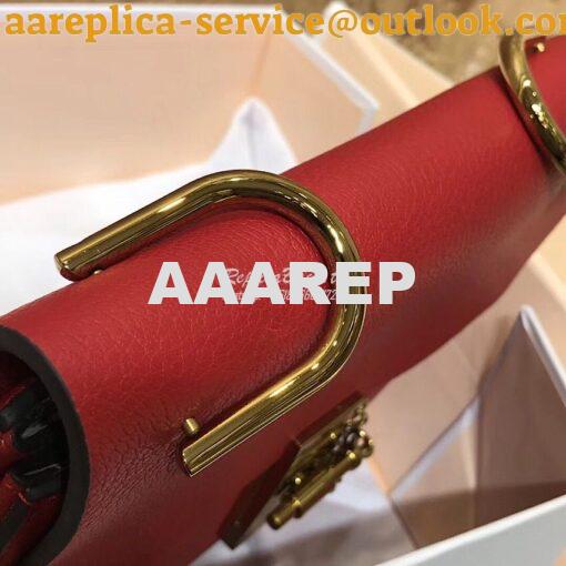 Replica Chloe Drew Shoulder Bag in Grained Lambskin Red 4