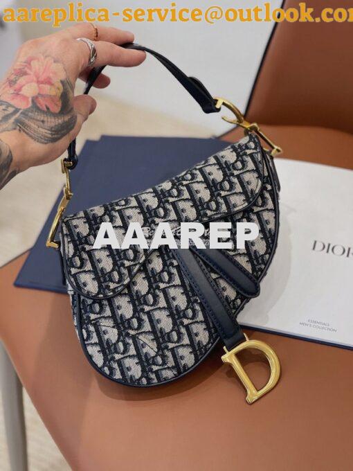 Replica Dior Saddle Bag in Oblique Jacquard Canvas Blue 15