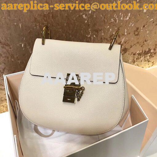 Replica Chloe Drew Shoulder Bag in Grained Lambskin White