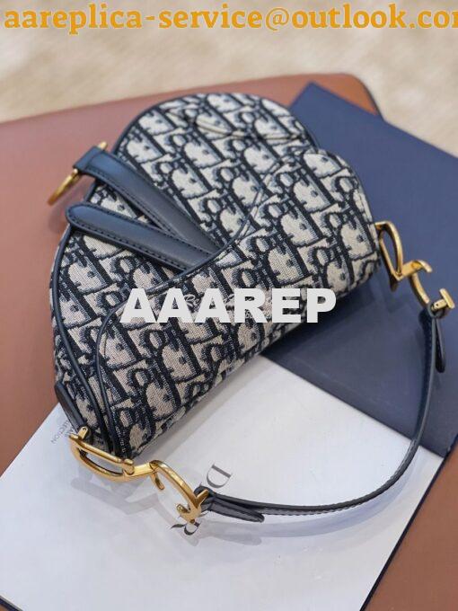 Replica Dior Saddle Bag in Oblique Jacquard Canvas Blue 18