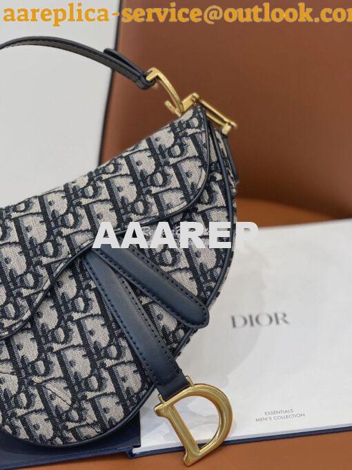 Replica Dior Saddle Bag in Oblique Jacquard Canvas Blue 19