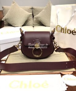 Replica Chloe Tess Bag in Shiny and Suede Leather 3727 Wine