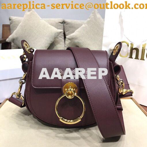 Replica Chloe Tess Bag in Shiny and Suede Leather 3727 Wine 2