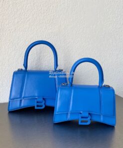 Replica Balenciaga Hourglass Top Handle Bag In Electric Blue Shiny Box