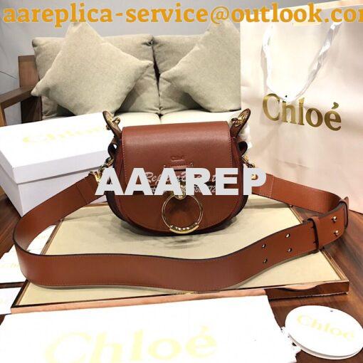 Replica Chloe Tess Bag in Shiny and Suede Leather 3727 Brown